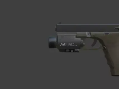 Glock 18 with Silencer and Laser Low-poly 3D model