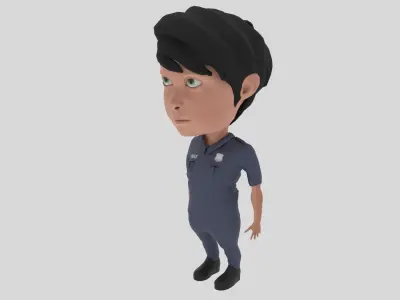 Cartoon Police Low-poly 3D model
