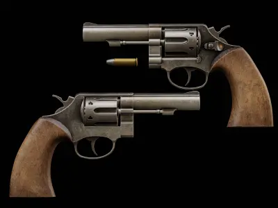 revolver  Low-poly 3D model buy