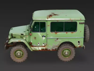 Abandoned Green SUV 3D Model Low-poly 3D model