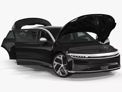 Lucid Air Electric Luxury Sedan Black Rigged for Cinema 4D 3D model