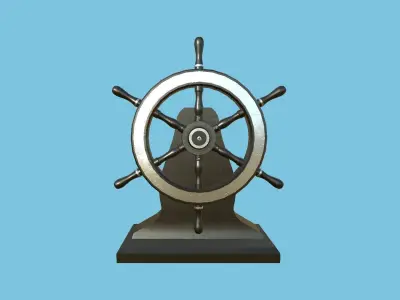 Pirate Ship Wheel 08 - Black Metal - Helm Interior Parts Low-poly 3D model