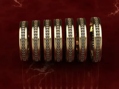 yansa stack of gold rings 3D print model