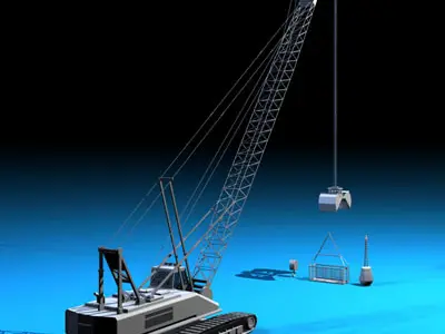 Crane with dipper bucket 3D model