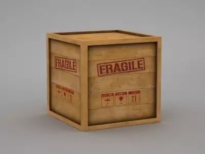Wooden Crate Low-poly 3D model 7
