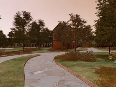 Village Landscape Scene 3D model