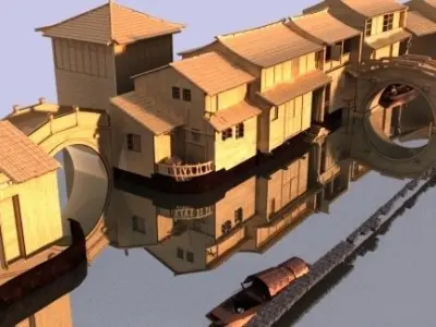 Chinese ancient building town  3D model