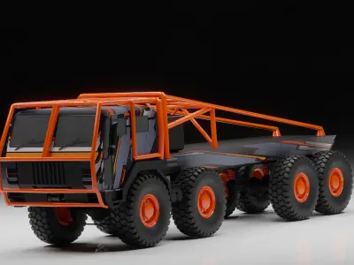 8x8 Military Truck Rigged 3D Model High Detail Army Vehicle  Low-poly 3D model