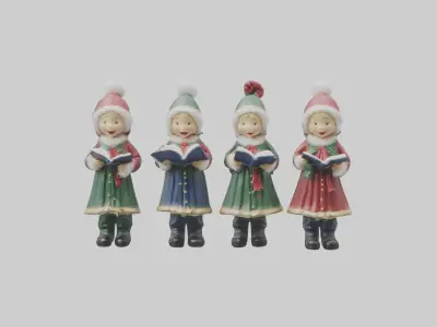 Christmas Carolers Figurine model Low-poly 3D model