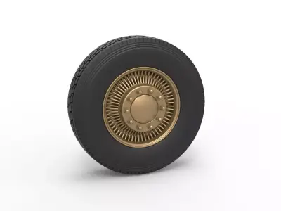 Front custom wire wheel of semi truck Scale 1 to 25 3D print model
