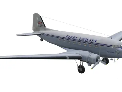 Douglas DC-3 Low-poly 3D model