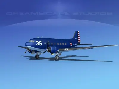 Douglas R-4D Dakota US Navy V1 3D model