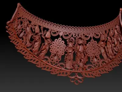 Antique Radha Krishna Choker set 3D print model
