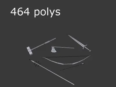 low poly medieval weapons pack 4 Low-poly 3D model
