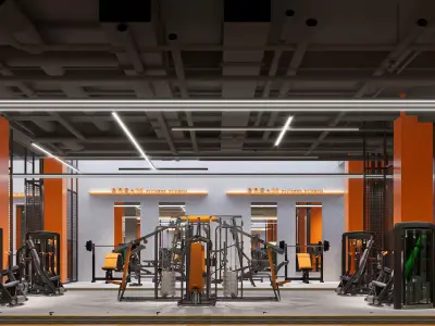 3D model of gym showroom and equipment 3D model