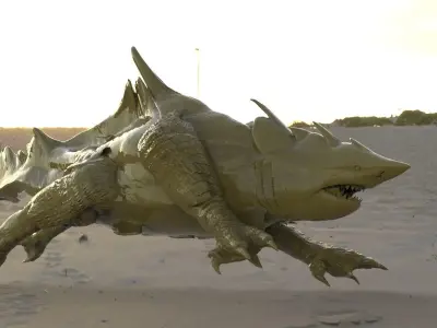Megalodon Dragon Hybrid  longer with UVs 3D 3D model