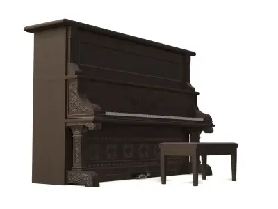 Western Upright Piano Low-poly 3D model