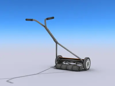 Push Reel Lawn Mower Low-poly 3D model