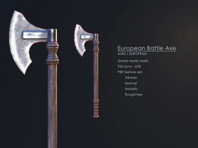 European Battle Axe Low-poly 3D model
