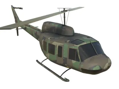 Military Helicopter Bell UH-1 Iroquois - Low-poly 3D model