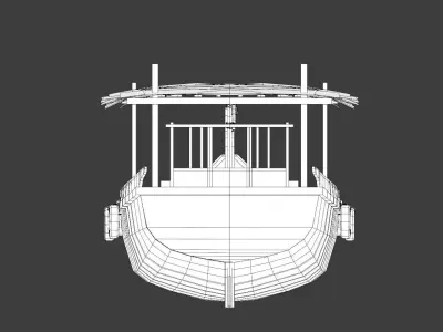 Wooden boat Low-poly 3D model 20