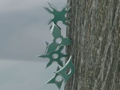 Green Ninja shuriken pack Low-poly 3D model