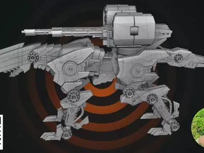 Sci-Fi Military Combat Mech Dog 3D model