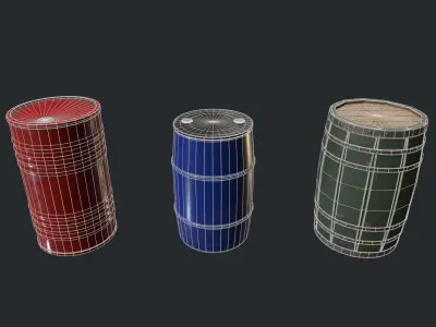 Barrel Pack 01 Low-poly 3D model