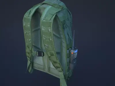  military backpack Low-poly 3D model