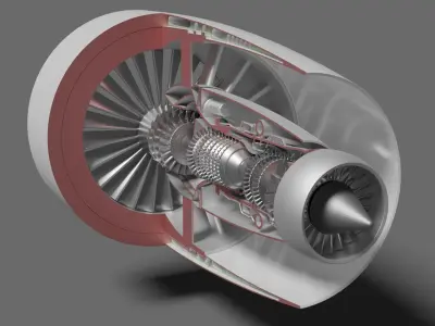 Turbine jet engine 3D model
