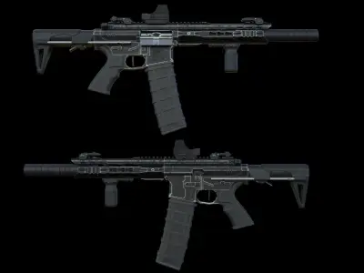 Modular Combat Rifle-Close Quarter Combat Variant  Low-poly 3D model