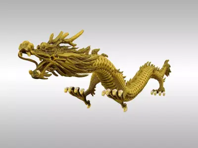 Chinese Gold Dragon Low-poly 3D model purchase