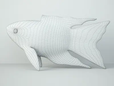 Hand Carved Koi Fish Statue 3D model