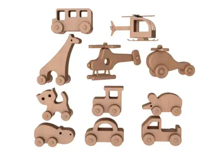 Wooden Toys Collection 3D model buy