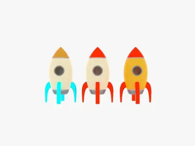 cartoon rocket001 Low-poly 3D model