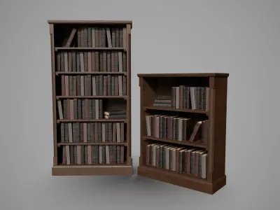 Wooden Bookcases Low-poly 3D model