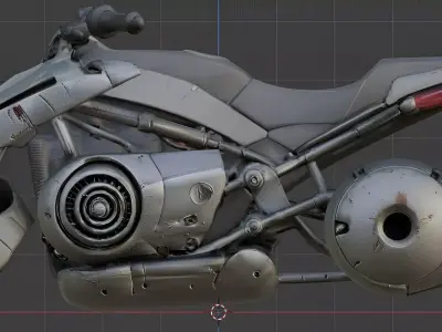 Sci-Fi Hover Bike - Damaged Cyberpunk Vehicle - Game Ready PBR Low-poly 3D model