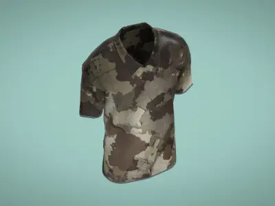Military Outfit - T-shirt Low-poly 3D model 22