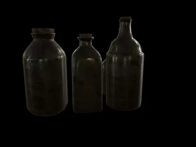 Old Medicine Bottles Low-poly 3D model