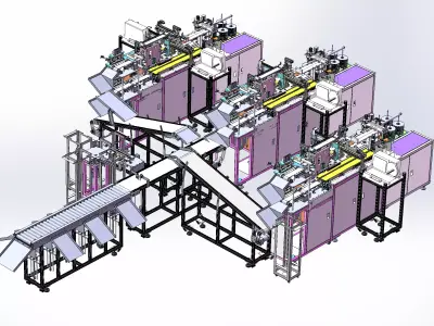 Vacuum packaging machine packaging and sorting line 3D model