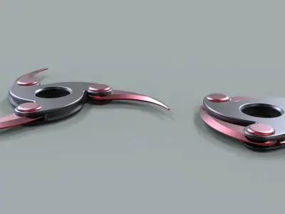 Shuriken 3 pair of metal blades 3D model