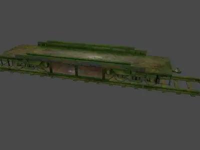 train 1 old on track Low-poly 3D model