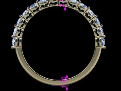 Dainty Half Diamond Band Ring 3D print model