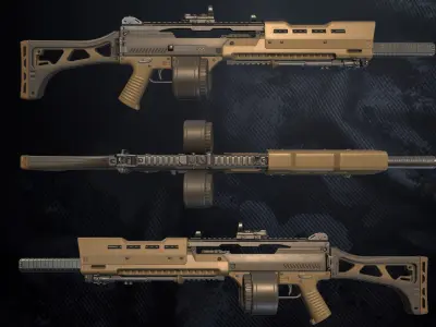 GM 63 Assault Rifle Low-poly 3D model