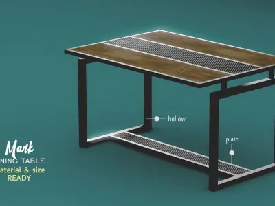 Interior dining set industrial design Low-poly 3D model