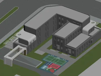 Commercial buildings on the street 3D model