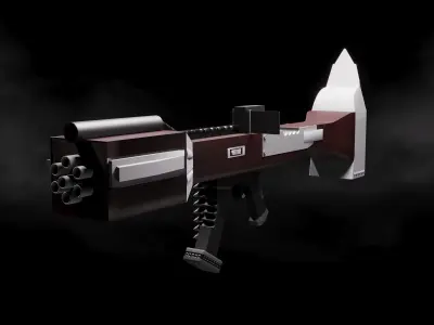 Automatic weapons R-A Low-poly 3D model