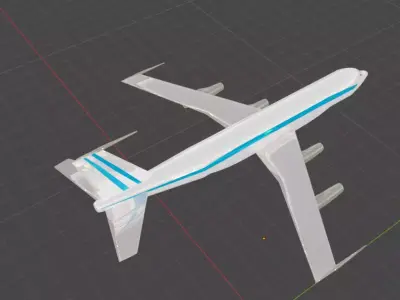 Fictional Quad Engine 1950s Jetliner 707-120 Inspired Low-poly 3D model