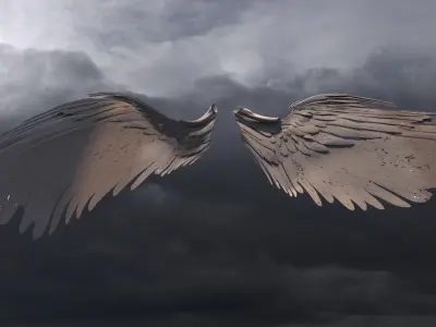 Angel wings Long with UVs 3D model