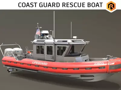 Coast Guard Rescue Boat Low-poly 3D model